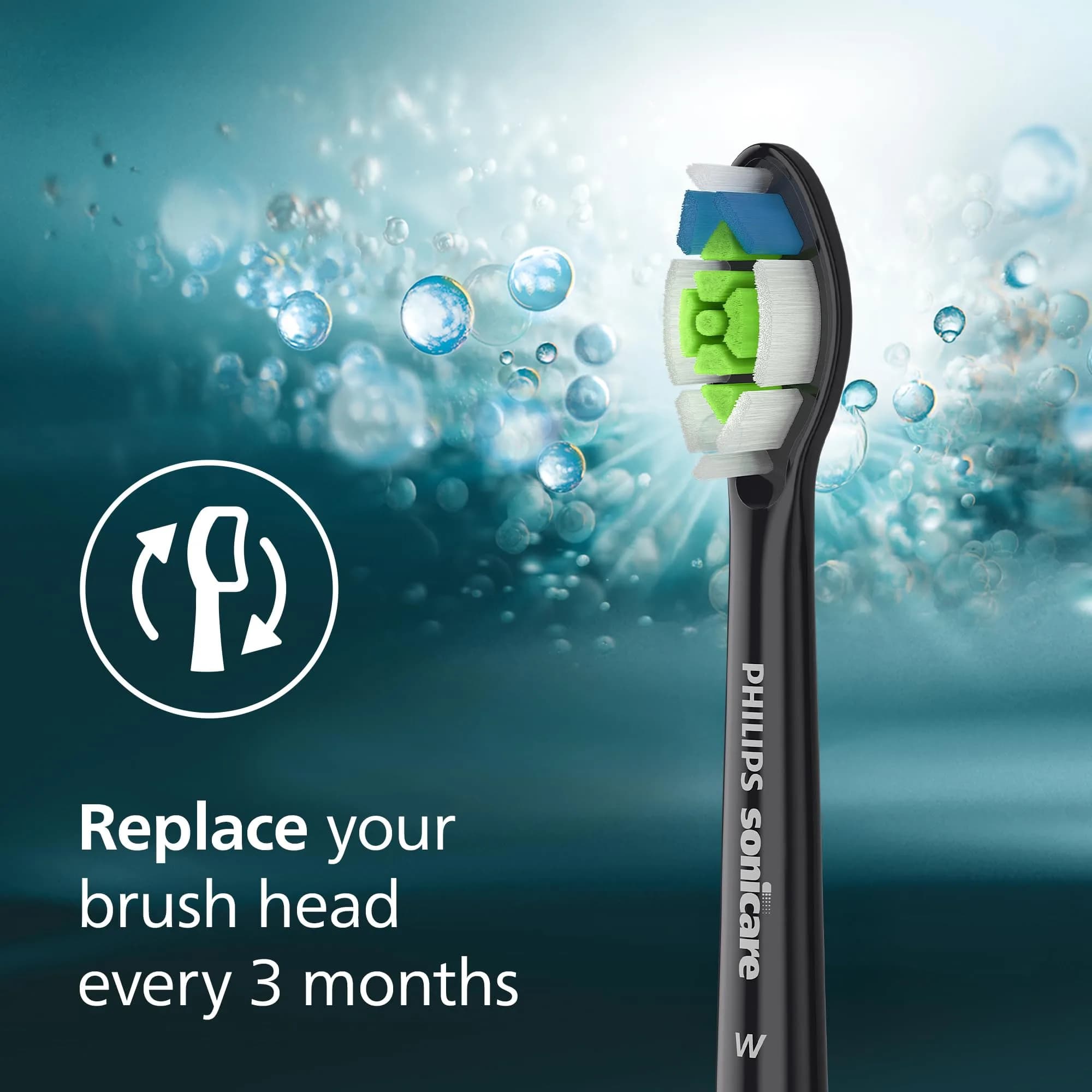 Philips Sonicare W DiamondClean Brush Heads Black 2-Pack (6 Month Supply) | Clinically Tested Whitening & Plaque Removal - view 9