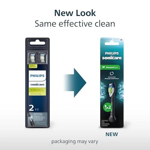 Philips Sonicare W DiamondClean Brush Heads Black 2-Pack (6 Month Supply) | Clinically Tested Whitening & Plaque Removal thumbnail 2