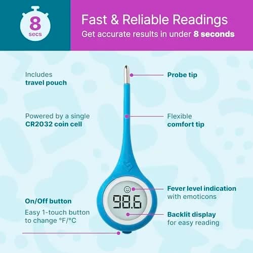 Kinsa QuickCare Smart Digital Thermometer with Bluetooth & App | FDA Cleared for Oral, Rectal, Armpit Use | Kinsa Blue thumbnail 5