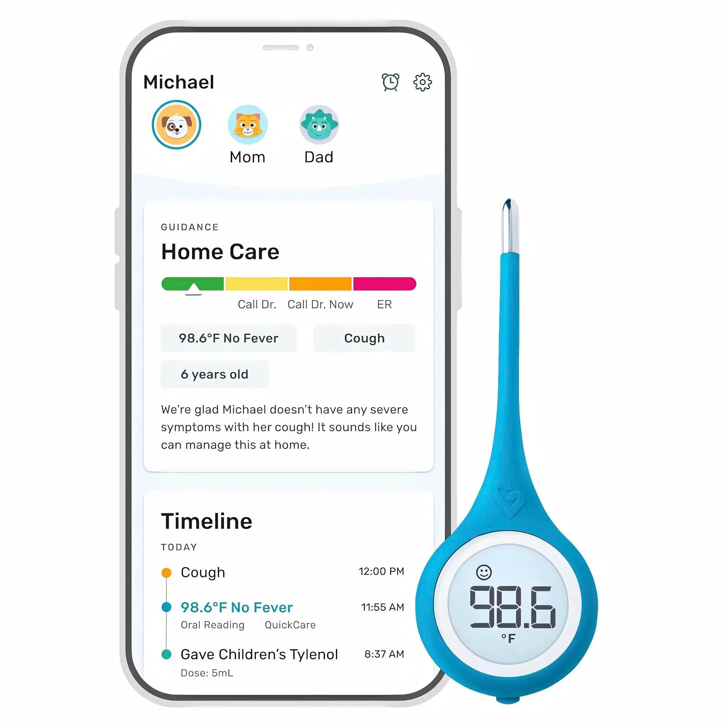 Kinsa QuickCare Smart Digital Thermometer with Bluetooth & App | FDA Cleared for Oral, Rectal, Armpit Use | Kinsa Blue — Kinsa Blue