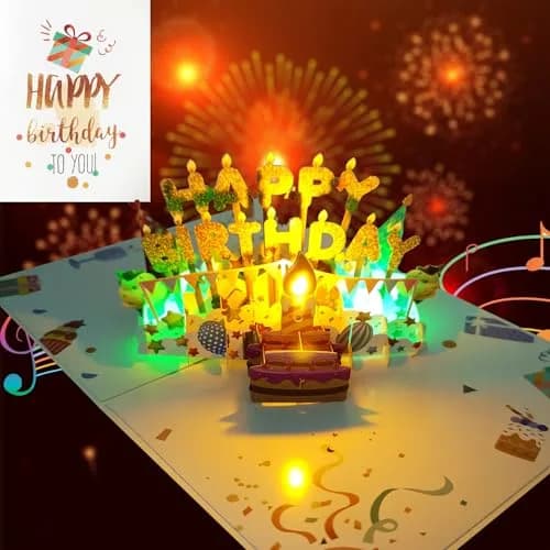 Akeydeco 3D Pop Up Birthday Cake Card with Light & Music | 1 Pack thumbnail 4