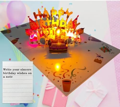 Akeydeco 3D Pop Up Birthday Cake Card with Light & Music | 1 Pack thumbnail 5