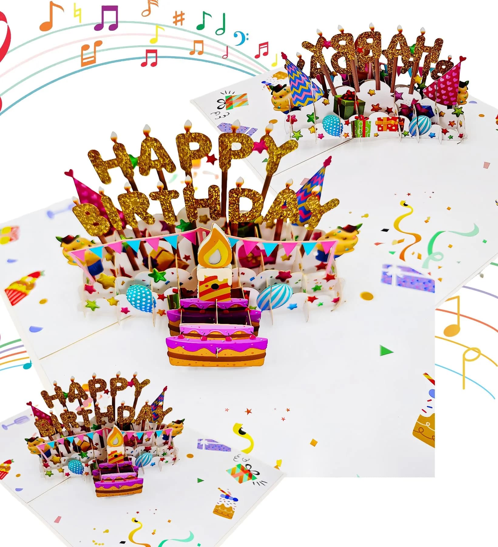 Akeydeco 3D Pop Up Birthday Cake Card with Light & Music | 1 Pack - view 6