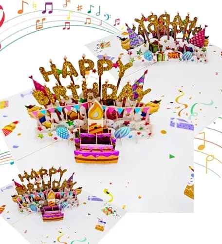 Akeydeco 3D Pop Up Birthday Cake Card with Light & Music | 1 Pack thumbnail 6