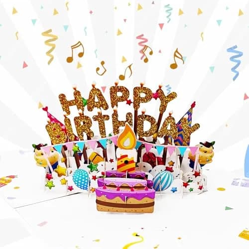 Akeydeco 3D Pop Up Birthday Cake Card with Light & Music | 1 Pack thumbnail 8