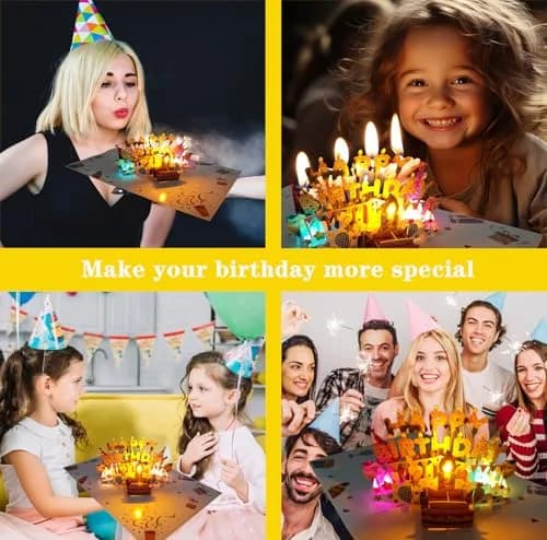 Akeydeco 3D Pop Up Birthday Cake Card with Light & Music | 1 Pack thumbnail 3