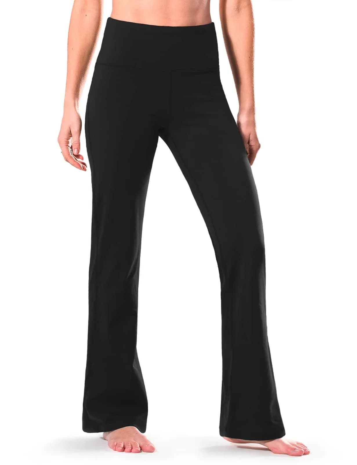Safort High Waisted Bootcut Yoga Pants 28"-34" Inseam | Flared Leg, 2 Pockets, Black, XL