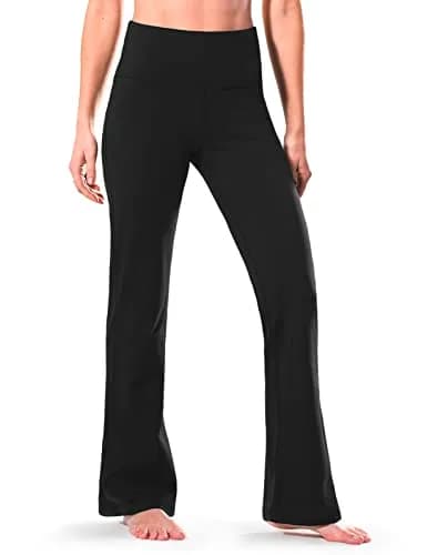 Safort High Waisted Bootcut Yoga Pants 28"-34" Inseam | Flared Leg, 2 Pockets, Black, XL thumbnail 1