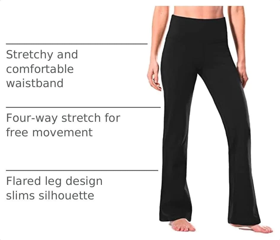 Safort High Waisted Bootcut Yoga Pants 28"-34" Inseam | Flared Leg, 2 Pockets, Black, XL thumbnail 5