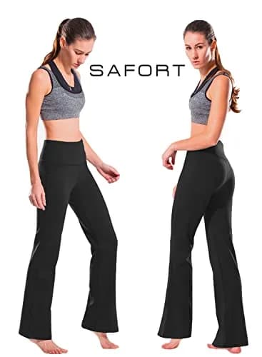Safort High Waisted Bootcut Yoga Pants 28"-34" Inseam | Flared Leg, 2 Pockets, Black, XL thumbnail 7