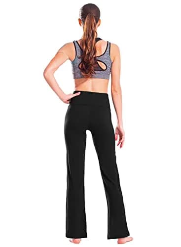 Safort High Waisted Bootcut Yoga Pants 28"-34" Inseam | Flared Leg, 2 Pockets, Black, XL thumbnail 2