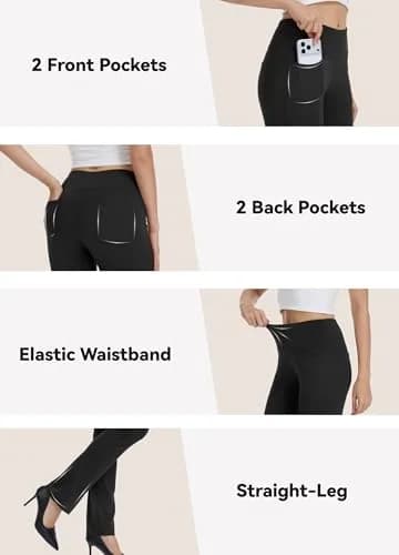 Safort Women's Yoga Pants Straight Leg 28"/30"/32"/34" | Moisture-Wicking, Mid Rise, Black thumbnail 7