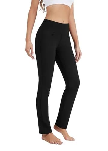 Safort Women's Yoga Pants Straight Leg 28"/30"/32"/34" | Moisture-Wicking, Mid Rise, Black thumbnail 2