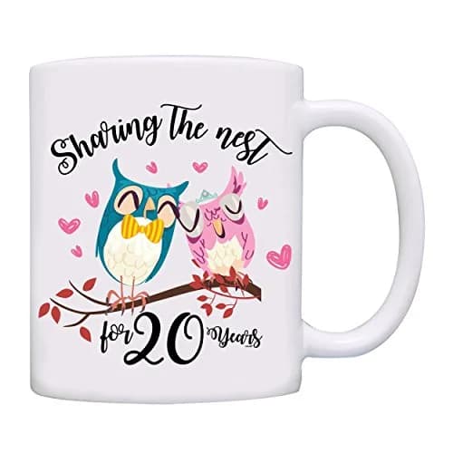 owndis Drinking Cup Sharing The Nest for 20 Years | Anniversary Mug, 11oz, Ceramic, White thumbnail 1
