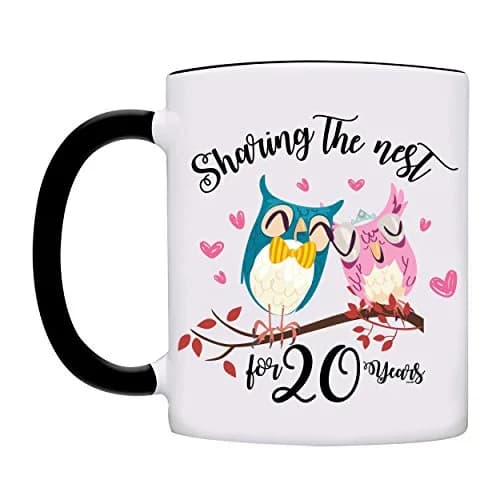 owndis Mug Sharing The Nest for 20 Years | Anniversary Couple Mug 11oz Black thumbnail 2