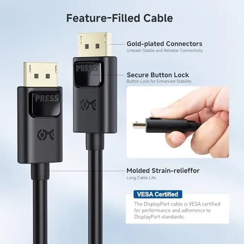 Cable Matters VESA Certified DisplayPort 1.4 Cable 0.91 m (3 ft) | 32.4Gbps HBR3 for 8K@60Hz thumbnail 6