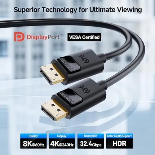 Cable Matters VESA Certified DisplayPort 1.4 Cable 0.91 m (3 ft) | 32.4Gbps HBR3 for 8K@60Hz thumbnail 2