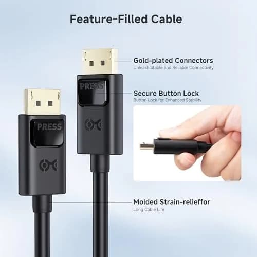 Cable Matters DisplayPort 1.4 Cable 1.8m (6ft) | Supports 8K 60Hz, 4K 240Hz, HDR, FreeSync, G-SYNC thumbnail 6