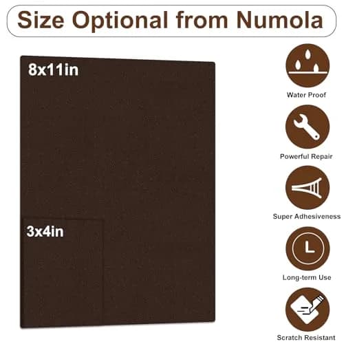 Numola Leather Repair Patch 8x11 Inch (20.3x27.9 cm) Medium Brown | Waterproof Self-Adhesive Fabric Tape thumbnail 2