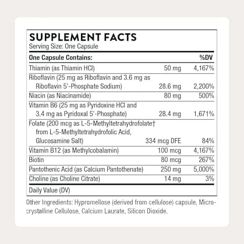 Thorne Stress B-Complex 60 Capsules | Supports Stress & Adrenal Function thumbnail 2