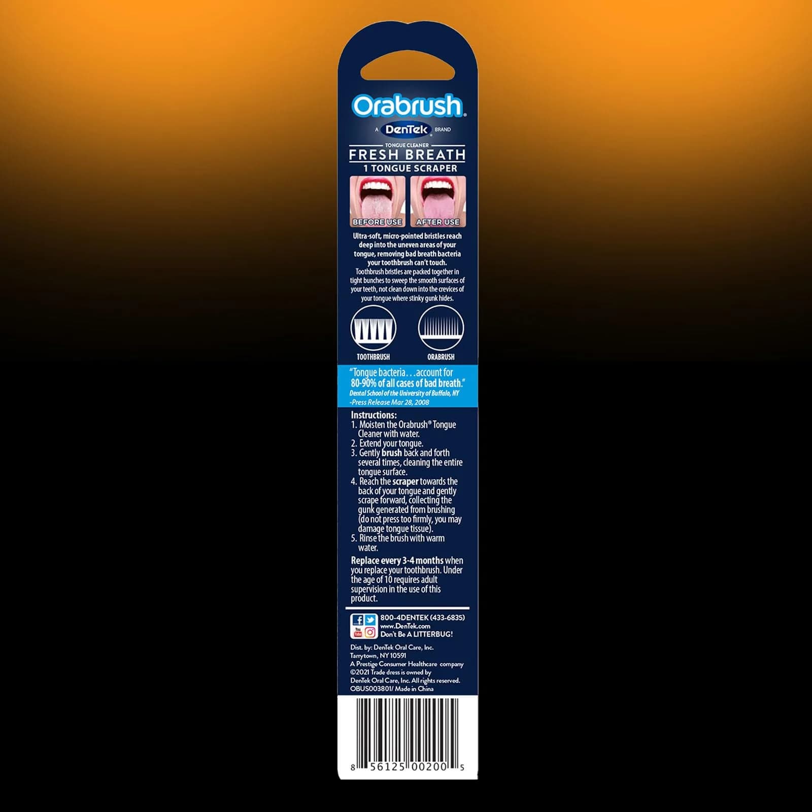 Orabrush Fresh Breath Tongue Cleaner 2 Count | Dual-Action Bristles & Scraper for Fresh Breath - view 6