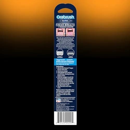Orabrush Fresh Breath Tongue Cleaner 2 Count | Dual-Action Bristles & Scraper for Fresh Breath thumbnail 6