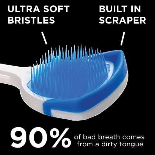 Orabrush Fresh Breath Tongue Cleaner 2 Count | Dual-Action Bristles & Scraper for Fresh Breath thumbnail 2