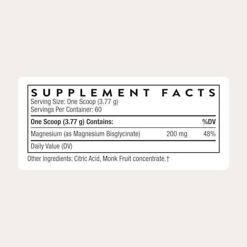 THORNE Magnesium Bisglycinate Powder 200mg (7.98oz / 226g) | NSF Certified for Sport thumbnail 2