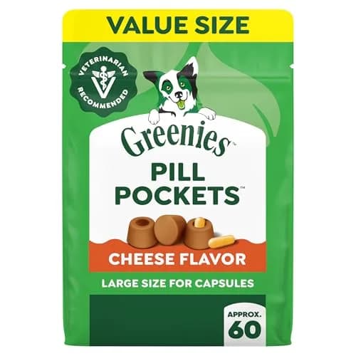 Greenies Pill Pockets Large Size Dog Treats, Cheese Flavor, 60 Count (Pack of 1) | Vet-Recommended Pill Hiders thumbnail 1