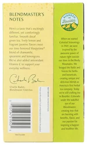 Celestial Seasonings Green Tea Sleepytime Decaf Lemon Jasmine 20 Count | Soothing Herbal Blend with Vitamin C thumbnail 2