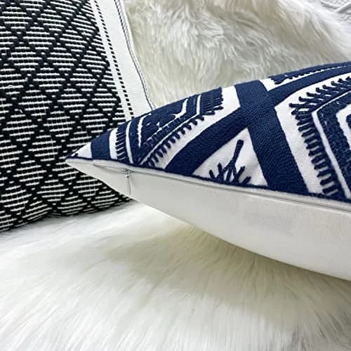 Slow Cow Embroidered Throw Pillow Cover 18 x 18 Inch Navy Blue | Intricate Embroidery for Home Decor thumbnail 4