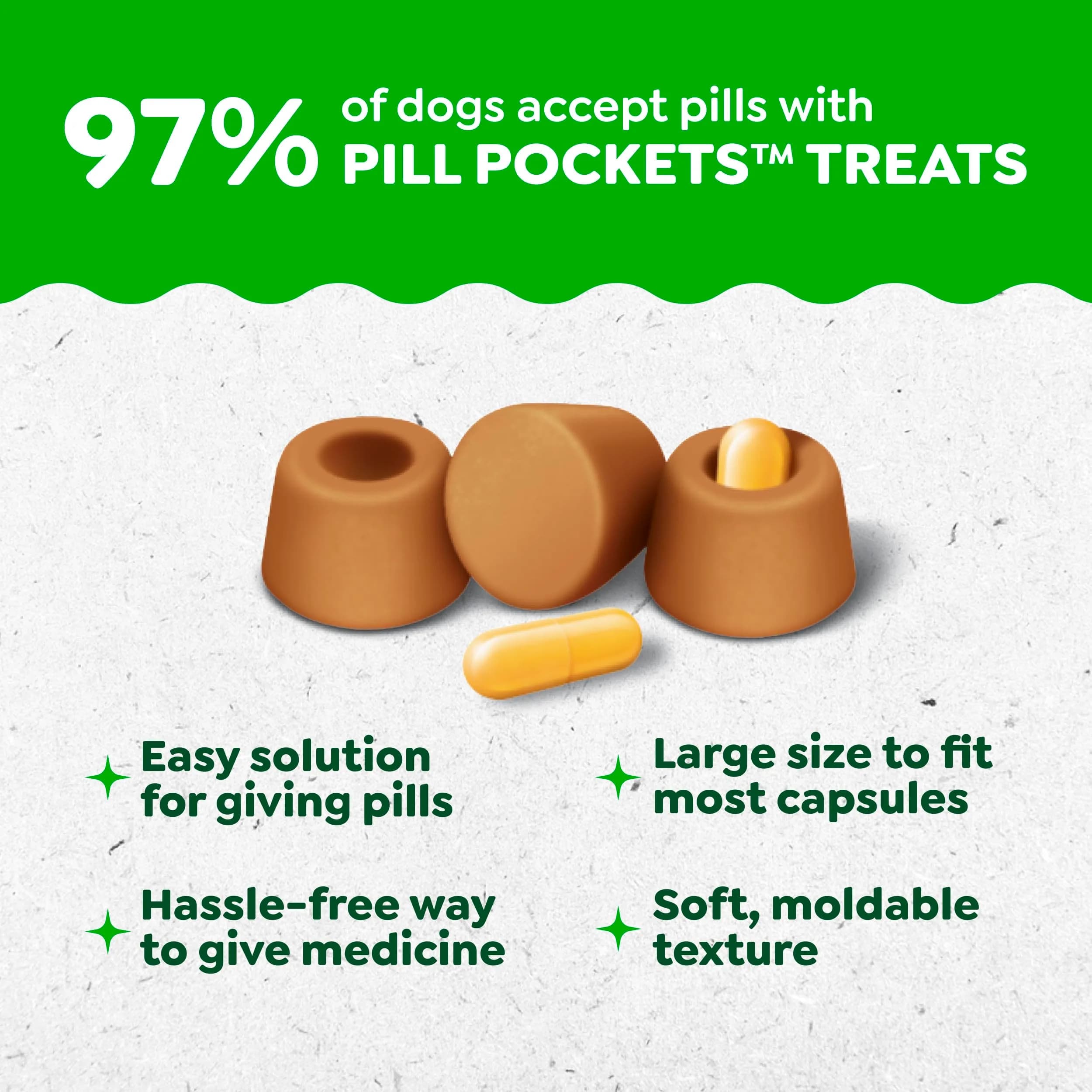 Greenies Pill Pockets Large Size Dog Treats, Cheese Flavor, 30 Count (7.9 oz) | Vet-Recommended Pill Hiding Treat - view 2