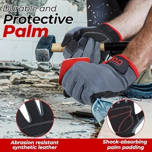 HANDLANDY Work Gloves for Men & Women, Utility Mechanic Touch Screen, Flexible Gardening Gloves (X-Large, 1 Pair) thumbnail 2
