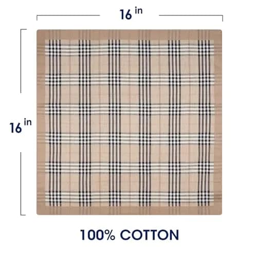 Selected Hanky Handkerchiefs for Men 16x16 Inch, Soft Cotton, 6 Piece Gift Set thumbnail 3
