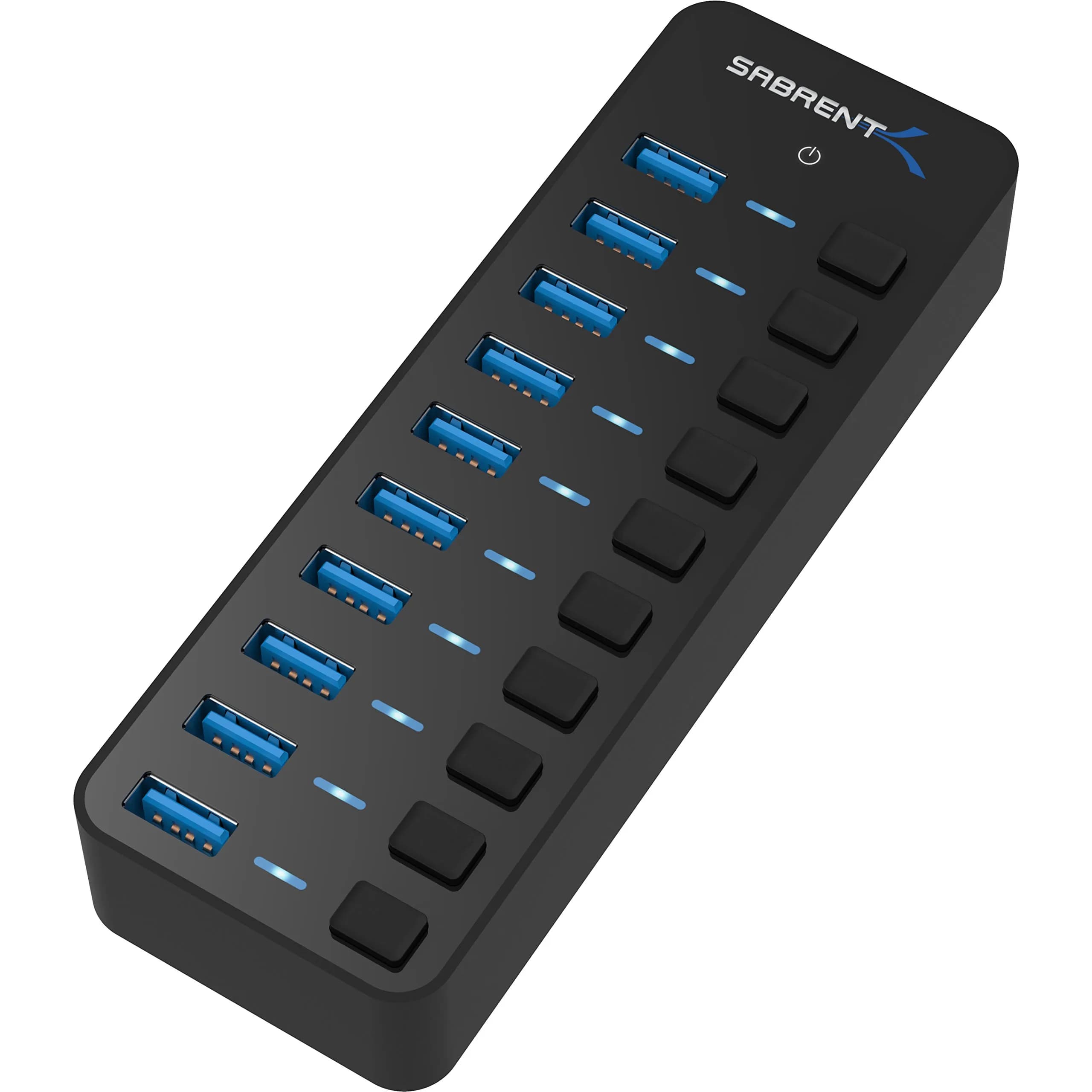 Sabrent 10-Port 60W Powered USB 3.0 Hub with Individual Switches & LEDs | Expands Connectivity for PC & Mac
