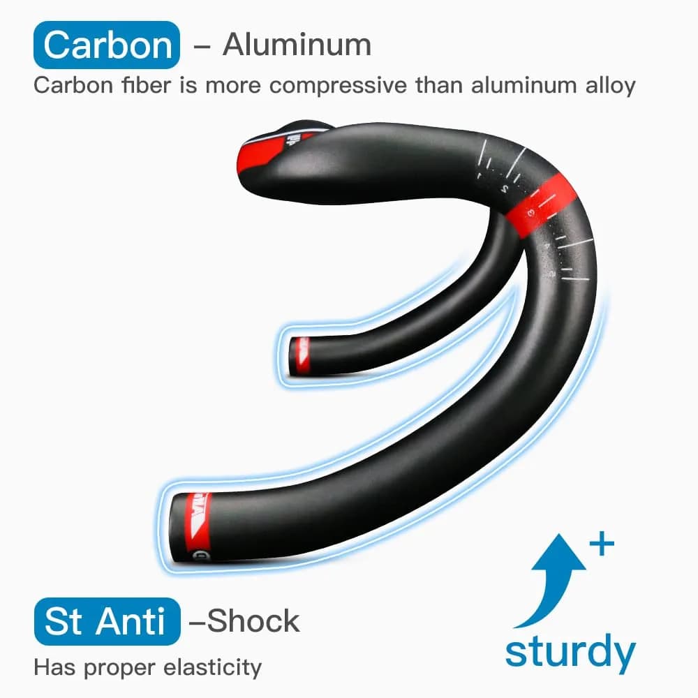 Alfa Pasca Aero Handlebars Carbon Drop Bars 31.8x420mm 210g ±10g | Ultra-Light Matte Black with Red Accents - view 4
