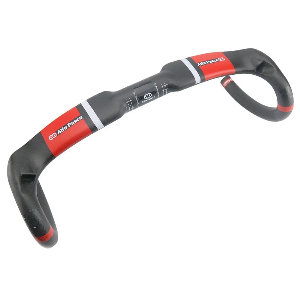 Alfa Pasca Aero Handlebars Carbon Drop Bars 31.8x420mm 210g ±10g | Ultra-Light Matte Black with Red Accents - view 9