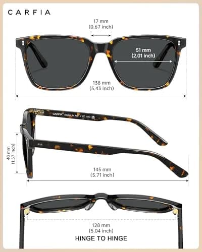 CARFIA Acetate Polarized Sunglasses for Women UV400 Protection CA5354 | Stylish, Durable & UV Safe thumbnail 5