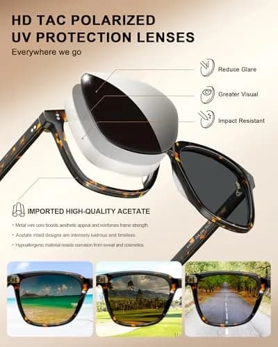 CARFIA Acetate Polarized Sunglasses for Women UV400 Protection CA5354 | Stylish, Durable & UV Safe thumbnail 4
