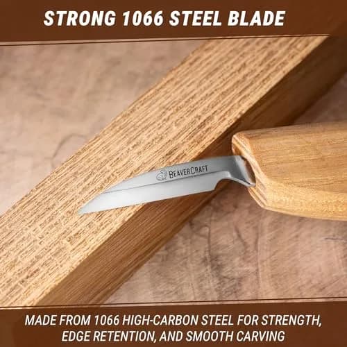 BeaverCraft Wood Chip Carving Knife C8 1.8" | Fine Detail Wood Carving Tool for Beginners & Kids thumbnail 5