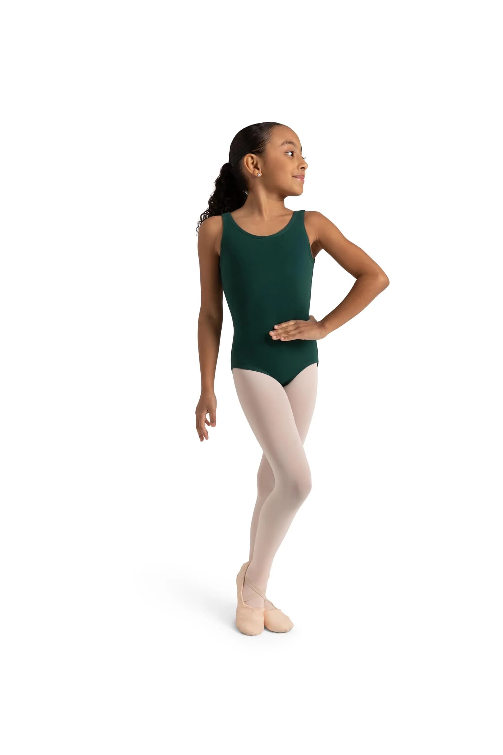 Capezio Girls' High-Neck Tank Leotard XL | Cotton Blend, Full Support, Ballet Leg Line