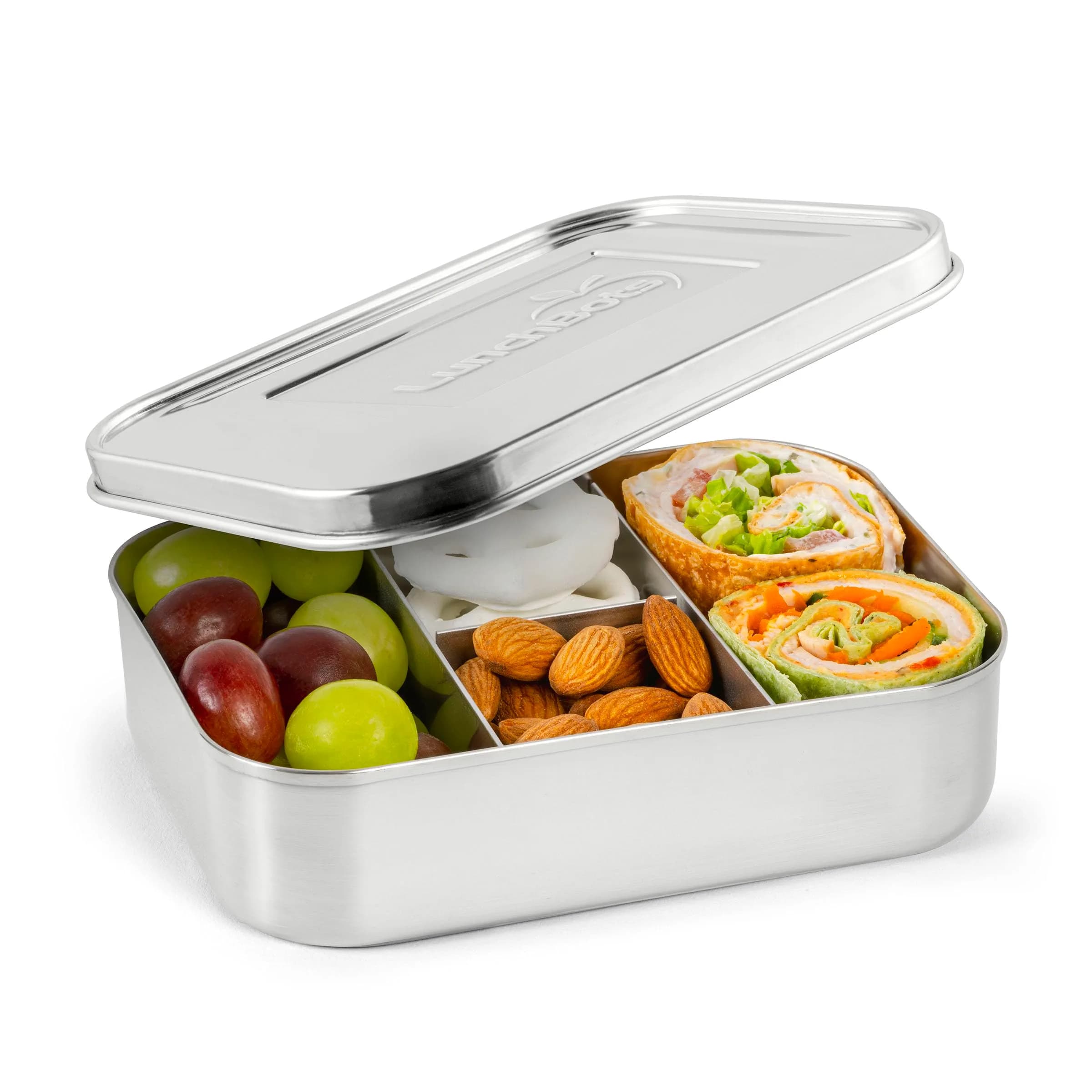 LunchBots Small Stainless Steel Kids Bento Box 4-Section 16oz | Compact, Durable & Safe for Kids — 4 Section