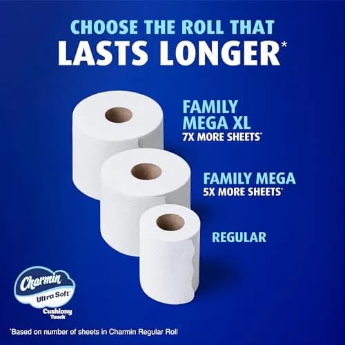Charmin Ultra Soft Cushiony Touch Toilet Paper, 18 Family Mega Rolls (4806 Sheets Total) | 2-Ply, Unscented, Septic-Safe thumbnail 7