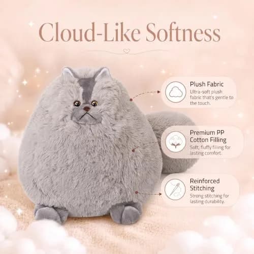 Winsterch Giant Gray Cat Plush 20-Inch | Soft, Fluffy & Perfect for Cuddles thumbnail 5