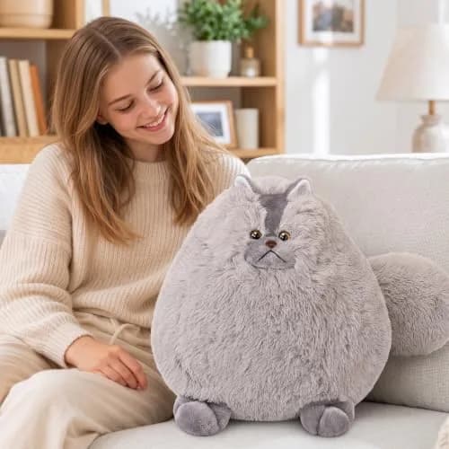 Winsterch Giant Gray Cat Plush 20-Inch | Soft, Fluffy & Perfect for Cuddles thumbnail 3