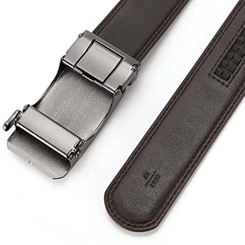 BOSTANTEN Ratchet Leather Belt for Men, 32"-38" Waist Adjustable, 1.38" (35mm) Width | Cuttable Design for Custom Fit thumbnail 5