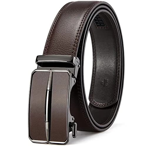 BOSTANTEN Ratchet Mens Belt Leather Trim to Fit 1 3/8" (3.5 cm) Gift Boxed | Adjustable Automatic Buckle for Dress & Casual Wear thumbnail 1