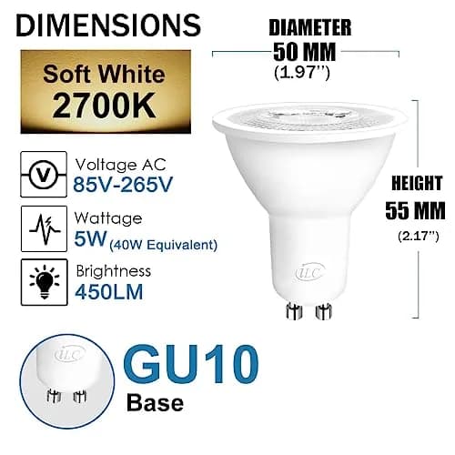 ILC GU10 LED Color Changing Light Bulb 5W RGB + 2700K Warm White, 450 Lumens, 45° Beam Angle, Pack of 8 | Dimmable with Remote Control thumbnail 3