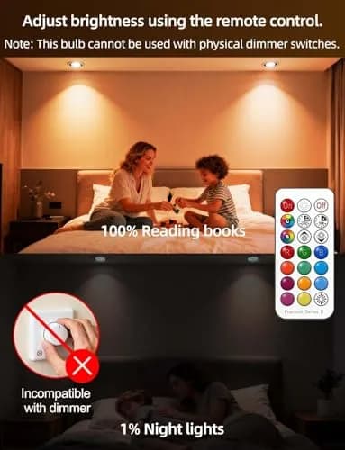 ILC GU10 LED Color Changing Light Bulb 5W (450 Lumens) with Remote Control, Pack of 4 | 12 Colors, 2700K Warm White thumbnail 6
