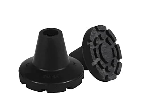 KMINA All Terrain Crutch Tips 7/8 Inch (2.22 cm) - Pack of 2 | Non-Slip Rubber with Steel Ring thumbnail 1